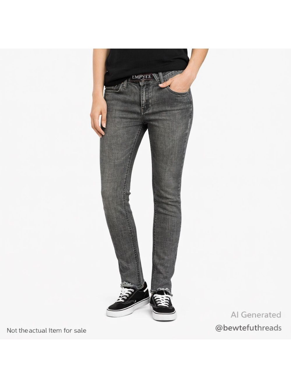 EMPYRE Size 30 Grey Skinny Jeans Distressed Hem Stretch Denim